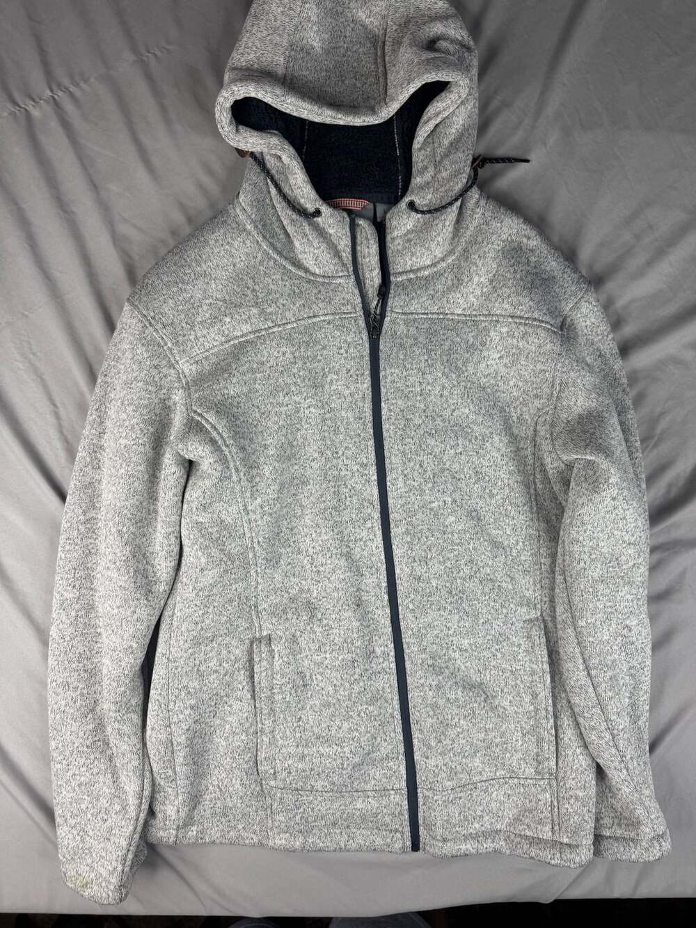 Rugged Elements Fleece-Lined Full Zip Mountain Fleece Hoodie Size L Gray